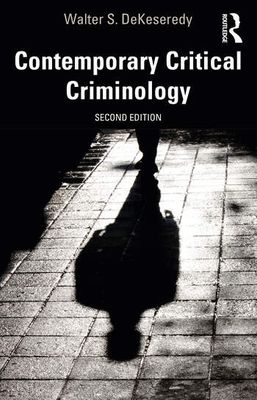 Book cover for contemporary critical criminology. There is a shadow of a person on a brick path.
